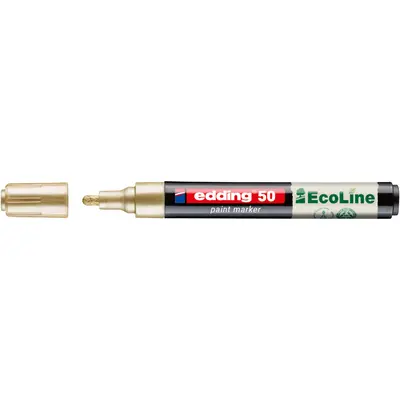 Marker cu vopsea edding Ecoline 50, corp din plastic reciclat, varf rotund, 2-3 mm, auriu BPTCED050053