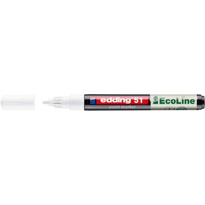 Marker cu vopsea edding Ecoline 51, corp din plastic reciclat, varf rotund, 1-2 mm, alb BPTCED051049