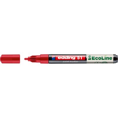Marker cu vopsea pe baza de apa edding EcoLine 51, corp din plastic reciclat, varf rotund, 1-2 mm, rosu BPTCED051002