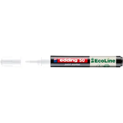 Marker cu vopsea pe baza de apa edding Ecoline 50, corp din plastic reciclat, varf rotund, 2-3 mm, alb BPTCED050049