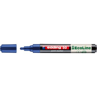 Marker cu vopsea pe baza de apa edding Ecoline 50, corp din plastic reciclat, varf rotund, 2-3 mm, albastru BPTCED050003
