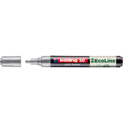 Marker cu vopsea pe baza de apa edding Ecoline 50, corp din plastic reciclat, varf rotund, 2-3 mm, argintiu BPTCED050054