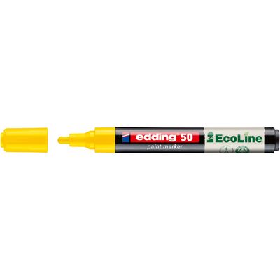 Marker cu vopsea pe baza de apa edding Ecoline 50, corp din plastic reciclat, varf rotund, 2-3 mm, galben BPTCED050005