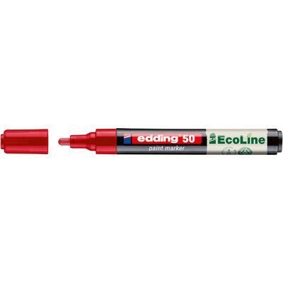 Marker cu vopsea pe baza de apa edding Ecoline 50, corp din plastic reciclat, varf rotund, 2-3 mm, rosu BPTCED050002