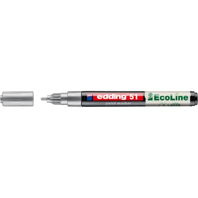 Marker cu vopsea pe baza de apa edding Ecoline 51, corp din plastic reciclat, varf rotund, 1-2 mm, argintiu BPTCED051054
