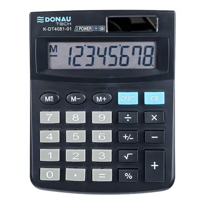 Calculator de birou Donau Tech, 130 x 104 x 19 mm, 8 digiti, negru BPTCDN408101