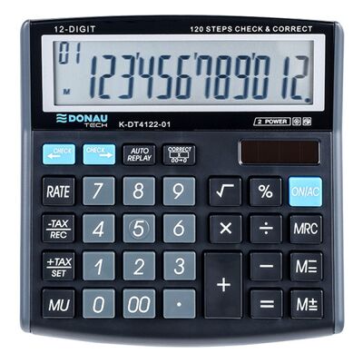 Calculator de birou Donau Tech, 136 x 134 x 28 mm, 12 digiti, negru BPTCDN412201