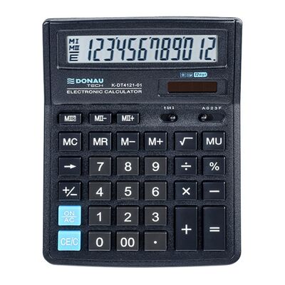 Calculator de birou Donau Tech, 190 x 143 x 40 mm, 12 digiti, negru BPTCDN412101