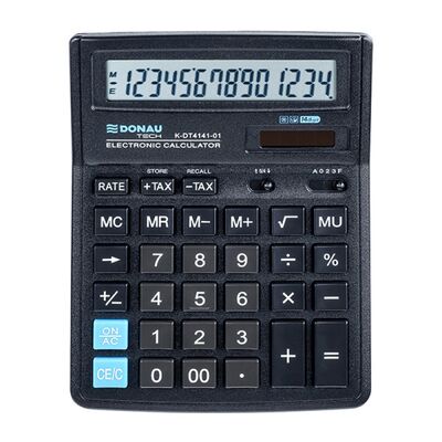 Calculator de birou Donau Tech, 190 x 143 x 40 mm, 14 digiti, negru BPTCDN414101