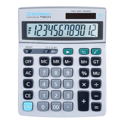 Calculator de birou Donau Tech, 210 x 154 x 37 mm, 12 digiti, argintiu BPTCDN412938