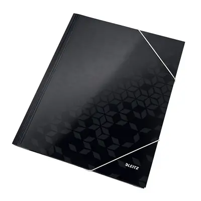 Mapa cu elastic Leitz WOW, carton laminat, A4, 250 coli, negru BPTCSL820095