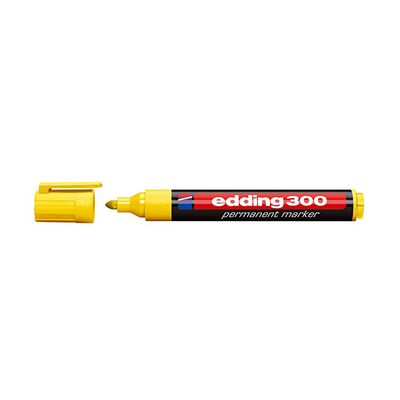 Marker permanent Edding 300, corp plastic, varf rotund, 1.5-3 mm, galben BPTCED3005