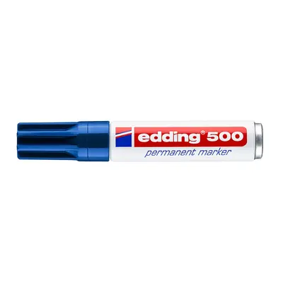 Marker permanent Edding 500, corp metalic, varf retezat 2-7 mm, albastru BPTCED5003