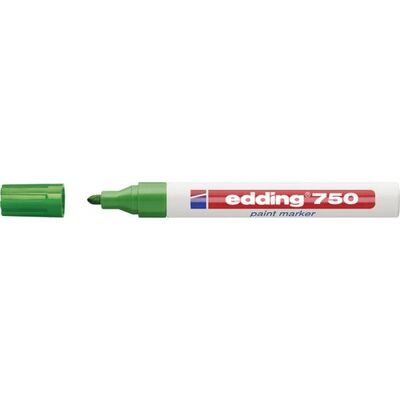 Marker permanent Edding 750, cu vopsea, corp metalic, varf rotund, 2-2-4 mm, verde BPTCED7504