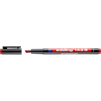 Marker permanent edding 143 B, corp plastic, varf tesit, 1-3 mm, rosu BPTCED1432