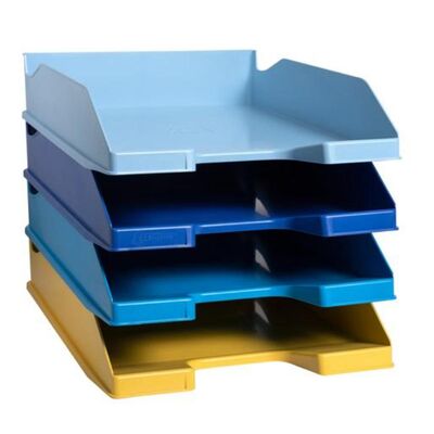 Set 4 tavite Exacompta Bee Blue, plastic reciclat, culori asortate BPTCFA113202