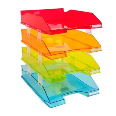 Set 4 tavite Exacompta Harlequin, plastic transparent, culori asortate BPTCFA113299