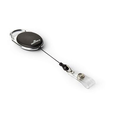 Snur retractabil Durable, pentru ecuson, 80 cm, forma ovala, sitem de prindere la curea, negru, bucata BPTCDB895801