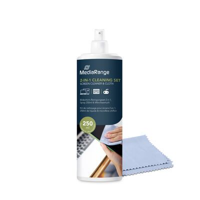 Spray curatare ecran MediaRange, cu laveta de microfibra, 250 ml BPTCMR721
