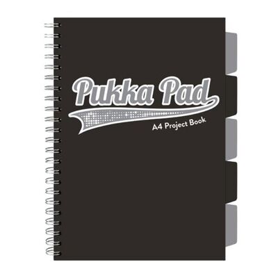 Caiet A4 cu spira si separatoare Pukka Pad Project Book, 200 file, matematica, negru BPTCPKP031013