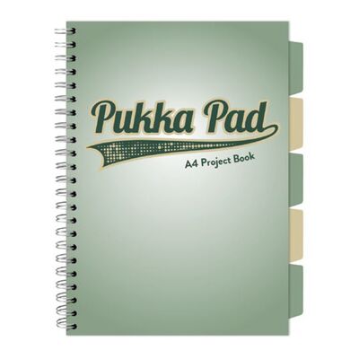 Caiet A5 cu spira si separatoare Pukka Pad Project Book, 200 file, matematica, verde BPTCPKP031167
