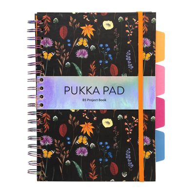 Caiet B5 cu spira si separatoare Pukka Pad Bloom, 200 file, dictando, microperforatii, multicolor BPTCPKP094957