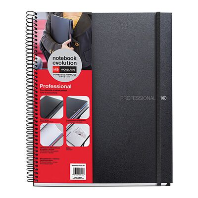 Caiet cu spira, Miquelrius, Evolution, A5, matematica+velin, 120 file, coperta PP, negru BPTCMQ47906
