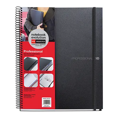 Caiet cu spira, Miquelrius, Evolution, A5, matematica+velin, 120 file, coperta PP, negru BPTCMQ47906