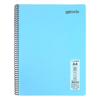 Caiet cu spira Mynote, format A4, 60 file offset 60 g/mp, liniatura matematica, coperta PP pastel, mix de 8 culori BPTCCI0001906