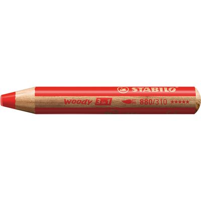 Creion colorat Stabilo Woody 3 in 1, 10 mm, rosu BPTCSW080003