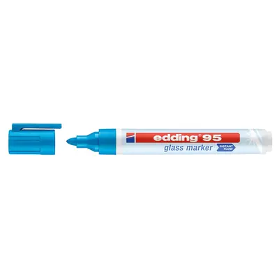 Marker Edding 95, suprafata sticla, varf rotund 1.5-3mm, albastru BPTCED495010