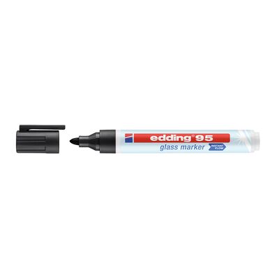 Marker Edding 95, suprafata sticla, varf rotund 1.5-3mm, negru BPTCED495001
