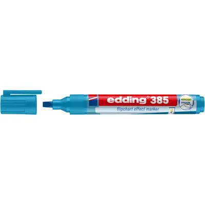 Marker flipchart edding Ecoline 385, corp din plastic reciclat, varf flexibil, 1-5 mm, albastru deschis BPTCED385010