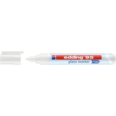 Marker pentru sticla edding 95, corp din plastic, varf rotund, 1.5-3 mm, alb BPTCED495049