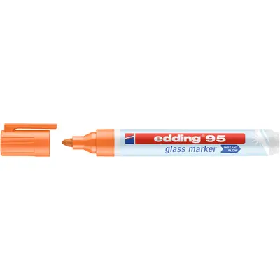 Marker pentru sticla edding 95, corp din plastic, varf rotund, 1.5-3 mm, portocaliu BPTCED495006
