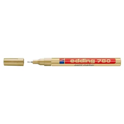 Marker permanent, Edding 780, cu vopsea, corp aluminiu, varf rotund, 0.8 mm, auriu BPTCED78053