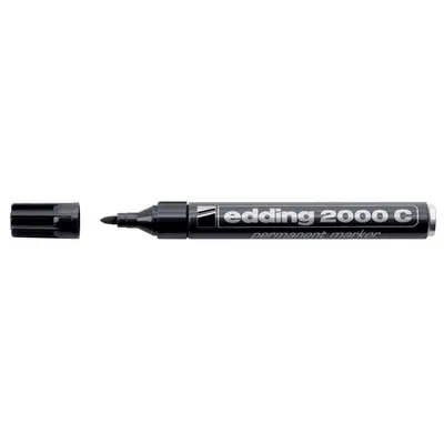 Marker permanent Edding 2000C, corp metalic, varf rotund, 1.5-3 mm, negru BPTCED20001