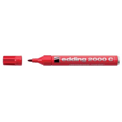 Marker permanent Edding 2000C, corp metalic, varf rotund, 1.5-3 mm, rosu BPTCED20002