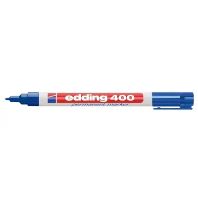 Marker permanent Edding 400, corp plastic, varf rotund, 1 mm, albastru BPTCED4003