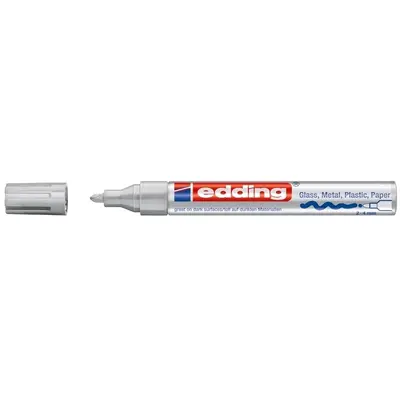 Marker permanent Edding 750, cu vopsea, corp metalic, varf rotund, 2-2-4 mm, argintiu BPTCED75054
