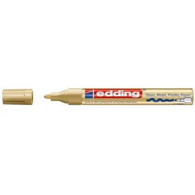 Marker permanent Edding 750, cu vopsea, corp metalic, varf rotund, 2-2-4 mm, auriu BPTCED75053