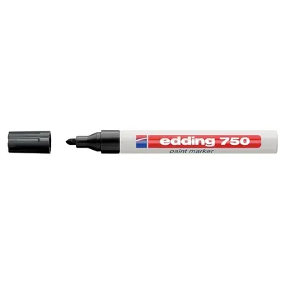 Marker permanent Edding 750, cu vopsea, corp metalic, varf rotund, 2-2-4 mm, negru BPTCED7501