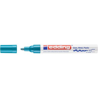 Marker permanent Edding 750, cu vopsea, corp metalic, varf rotund, 2-4 mm, bleu BPTCED75010