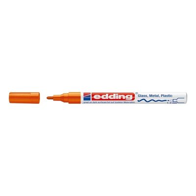 Marker permanent Edding 751 cu vopsea, corp metalic, varf rotund, 1-2 mm, portocaliu BPTCED751006