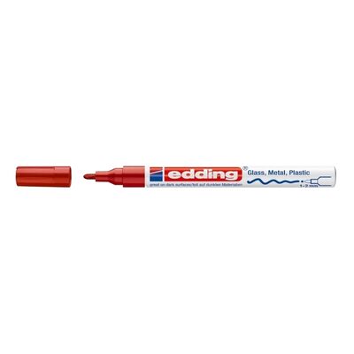 Marker permanent Edding 751 cu vopsea, corp metalic, varf rotund, 1-2 mm, rosu BPTCED751002