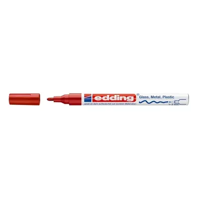 Marker permanent Edding 751 cu vopsea, corp metalic, varf rotund, 1-2 mm, rosu BPTCED751002