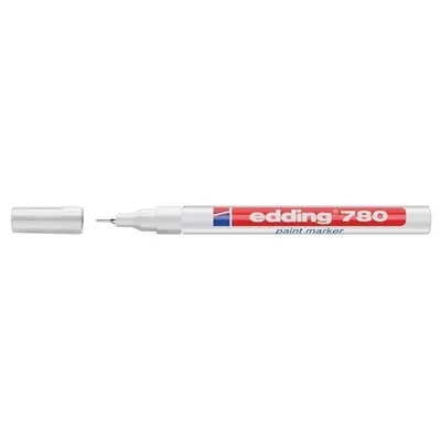 Marker permanent Edding 780, cu vopsea, corp aluminiu, varf rotund, 0.8 mm, argintiu BPTCED78054