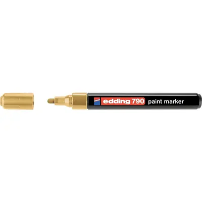 Marker permanent Edding 790, cu vopsea, corp plastic, varf rotund, 2-3 mm, auriu BPTCED79053