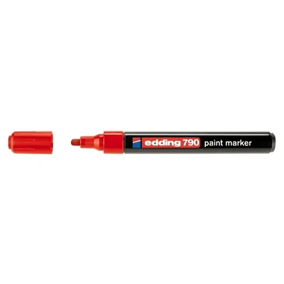 Marker permanent Edding 790, cu vopsea, corp plastic, varf rotund, 2-3 mm, rosu BPTCED7902