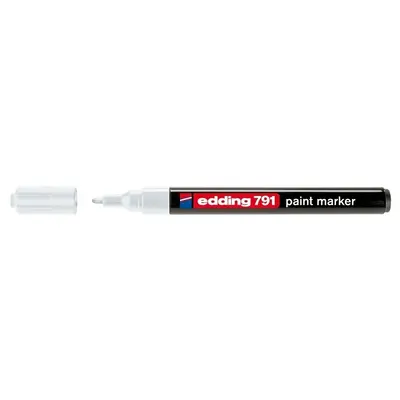 Marker permanent Edding 791, cu vopsea, corp plastic, varf rotund , 1-2 mm, alb BPTCED7910
